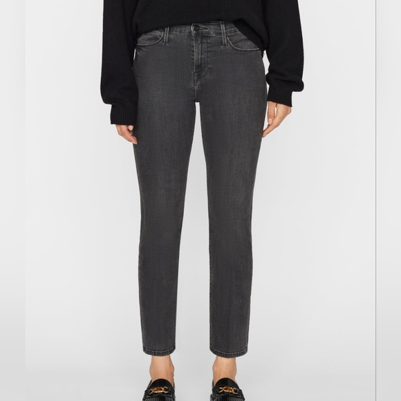 NWT FRAME Tierra Dark Wash Black Le High Straight Jeans 28